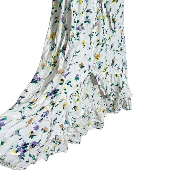 Loft Floral Ruffle Sleeveless Button Tie Waist Midi Sundress Multicolor Size 4 - Picture 4 of 7